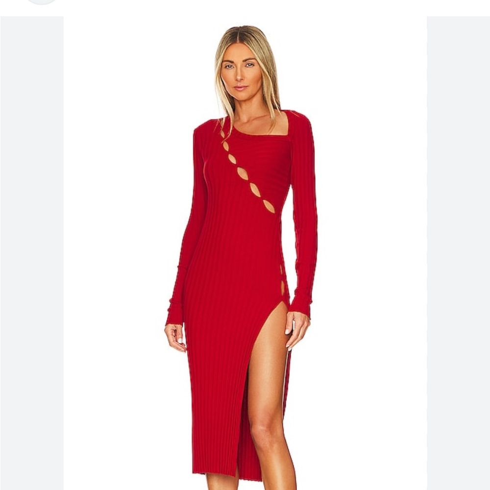Cotton Citizen Vibrant Red Long Sleeve Dress